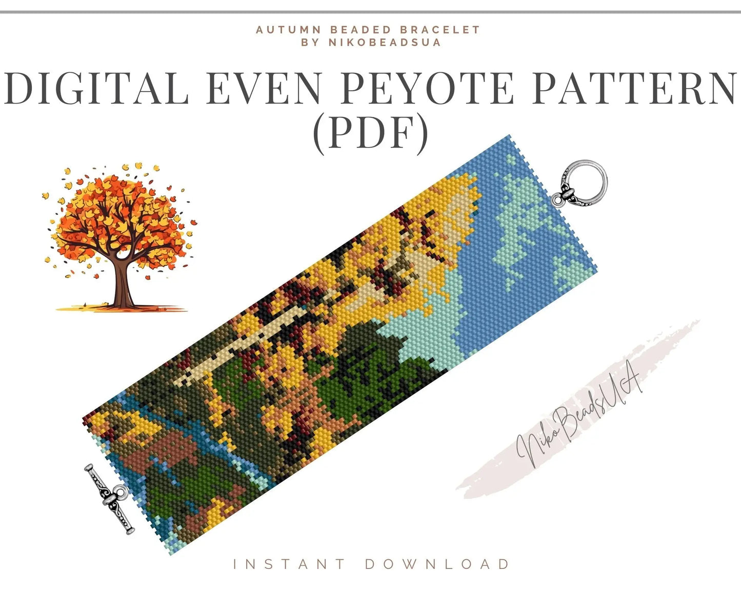 Autumn even peyote pattern for beaded bracelet NikoBeadsUA