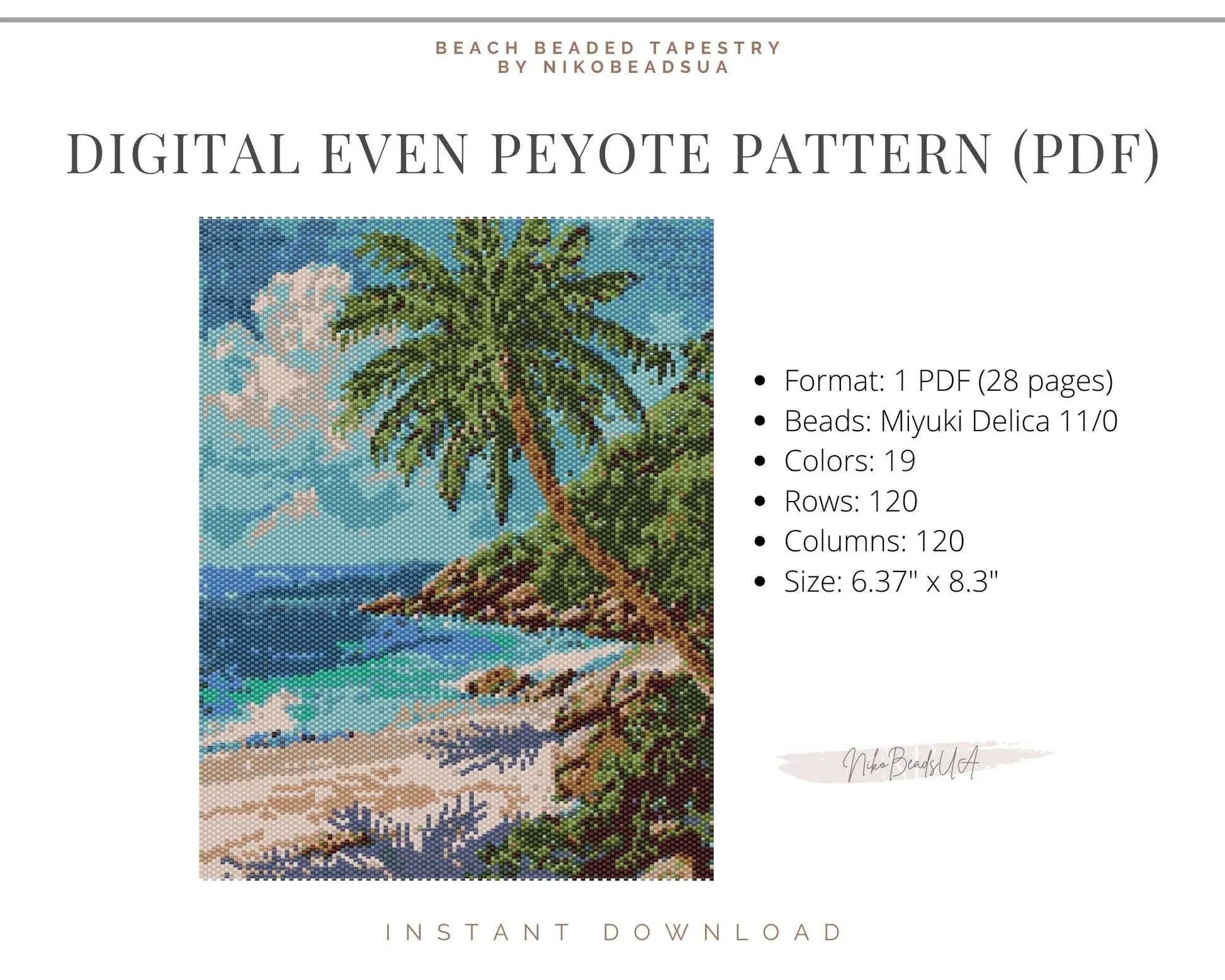 Beach even peyote pattern for beaded tapestry NikoBeadsUA