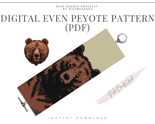 Bear even peyote pattern for beaded bracelet - NikoBeadsUA