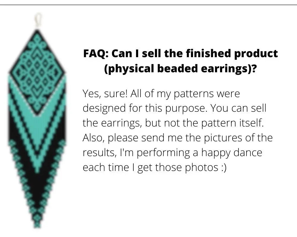 Black & Teal Brick Stitch pattern for fringe beaded earrings with diamond top NikoBeadsUA