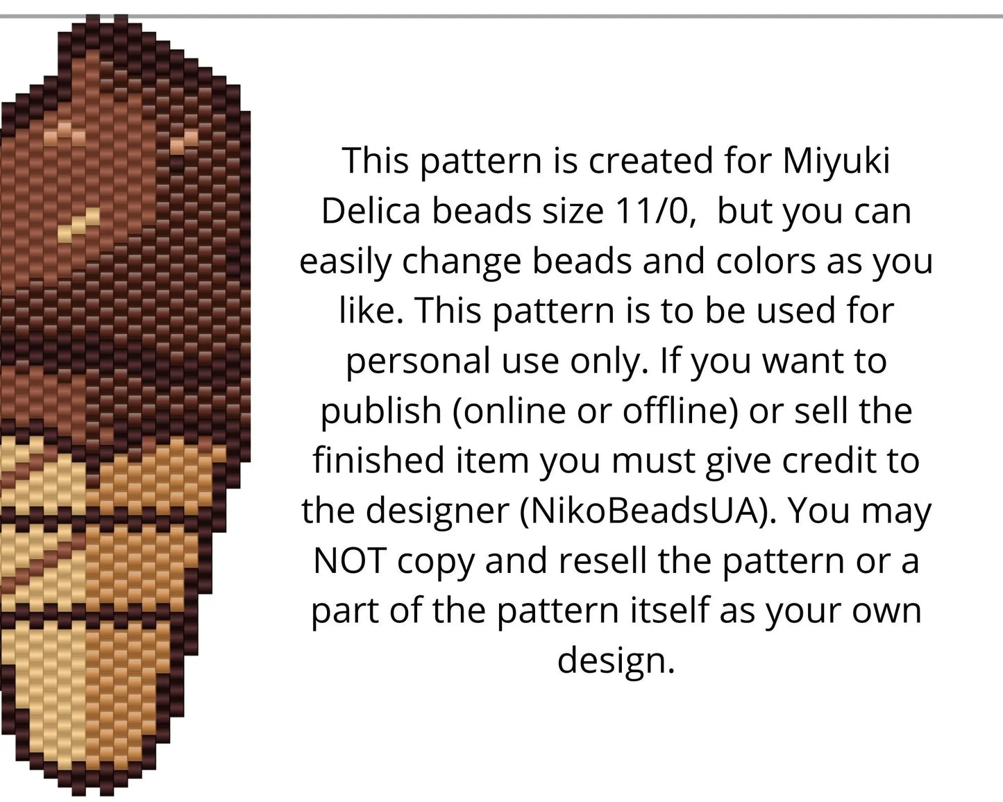 Chocolate Ice Cream Brick Stitch pattern for beaded pendant and earrings NikoBeadsUA
