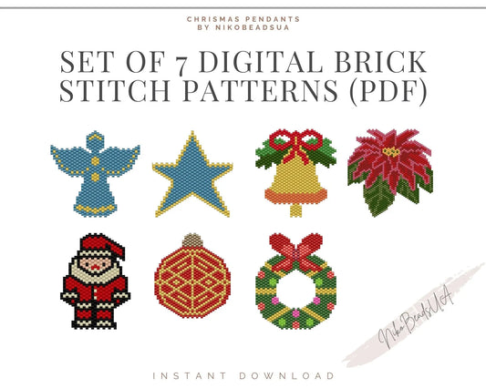 Christmas Brick Stitch Keychains Patterns Bundle NikoBeadsUA