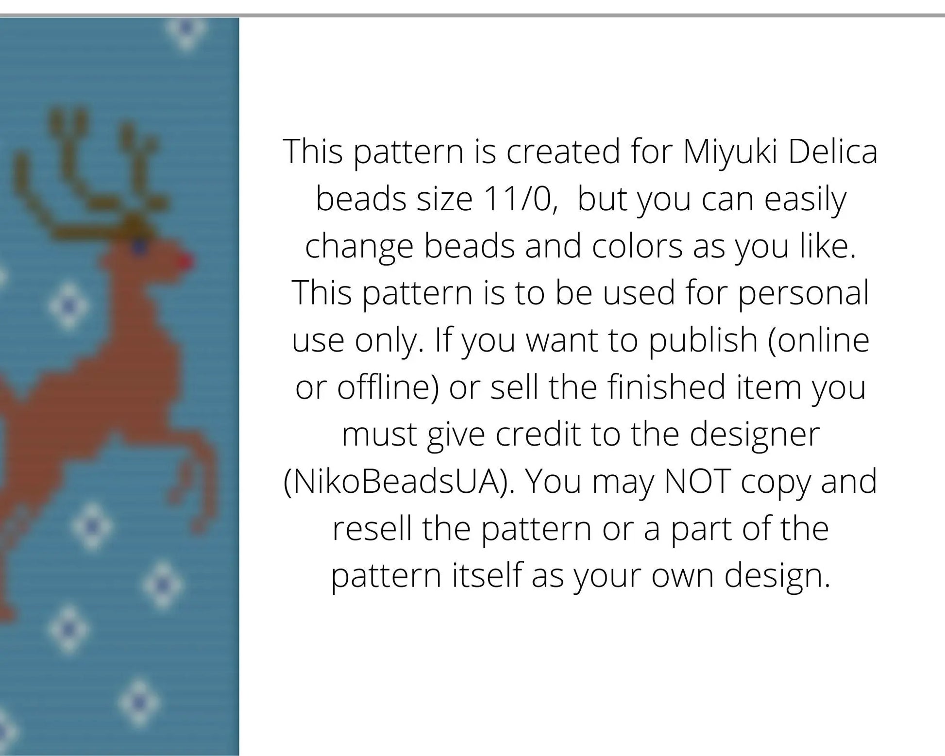 Christmas Deer Loom pattern for beaded bracelet NikoBeadsUA