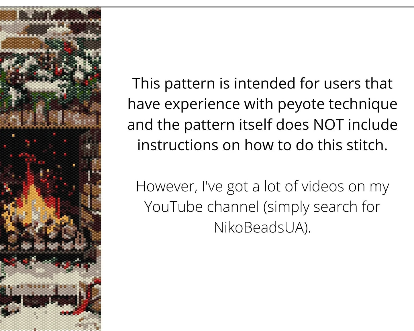 Christmas Fireplace even peyote pattern for beaded tapestry NikoBeadsUA