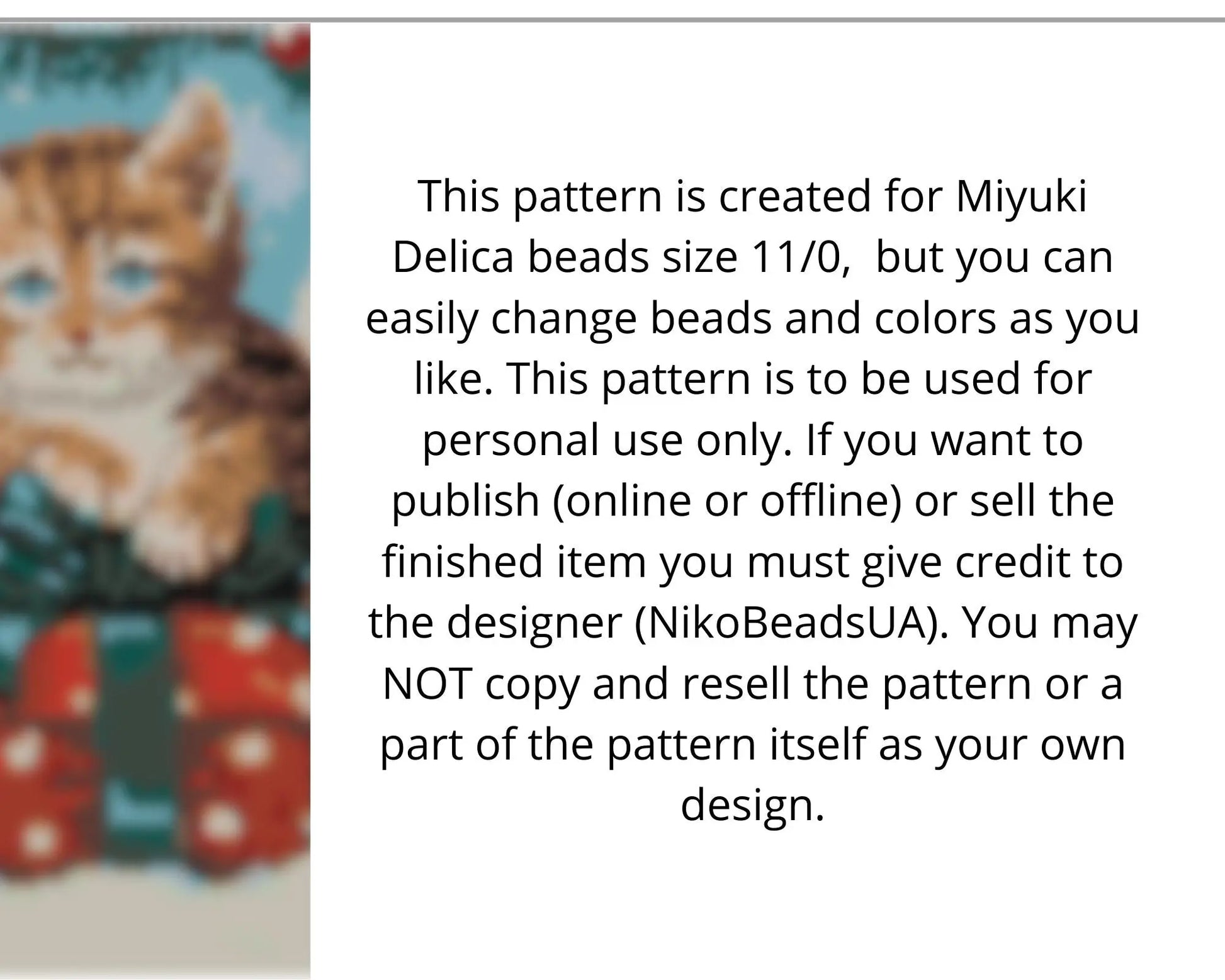 Christmas Kittens even peyote pattern for beaded tapestry NikoBeadsUA