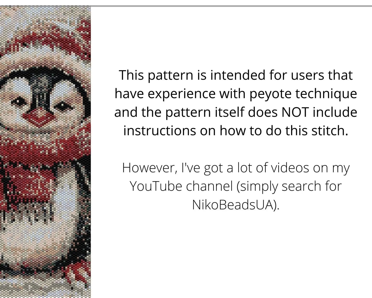 Christmas Penguin even peyote pattern for beaded tapestry NikoBeadsUA