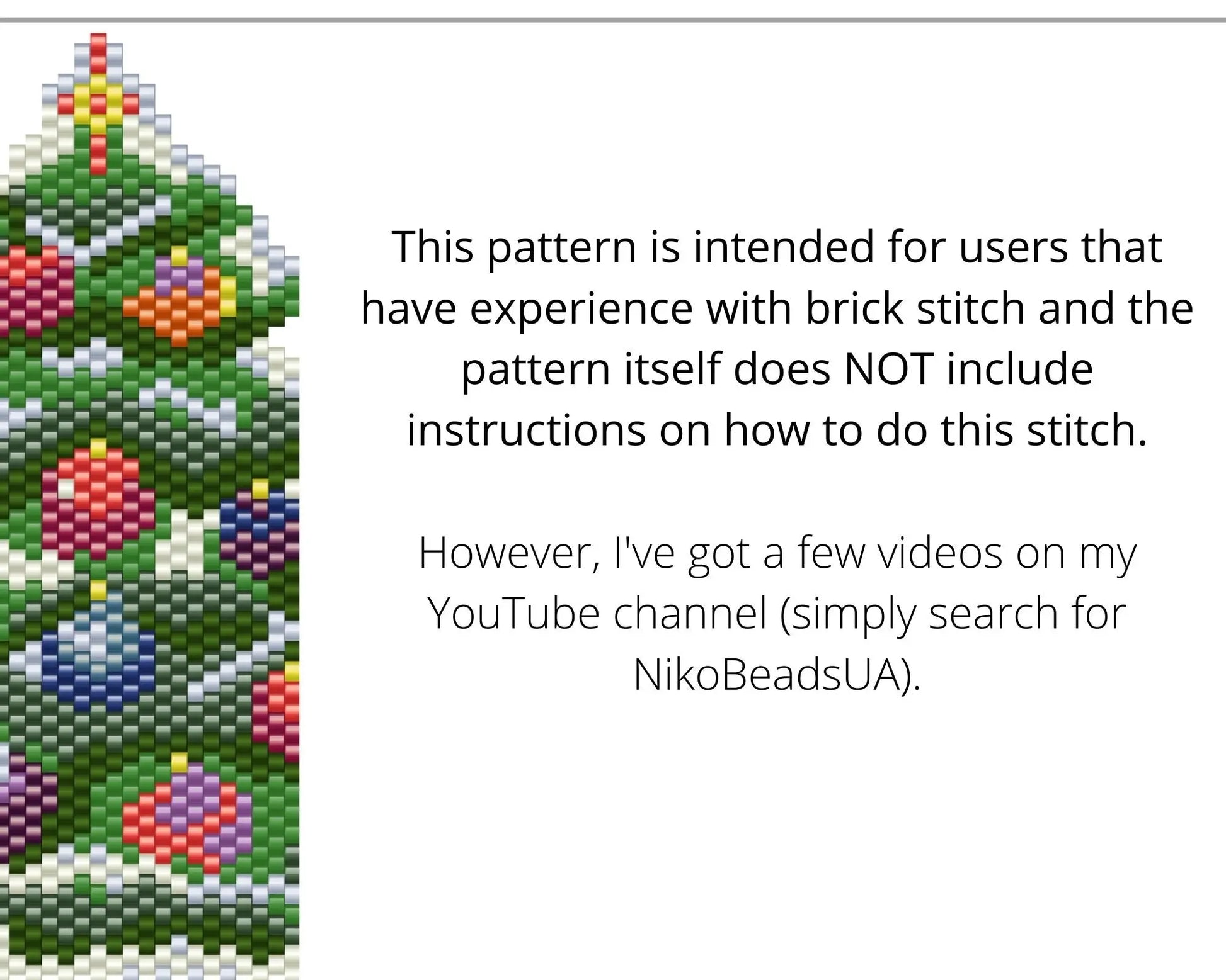 Christmas Tree Brick Stitch pattern for beaded pendant NikoBeadsUA