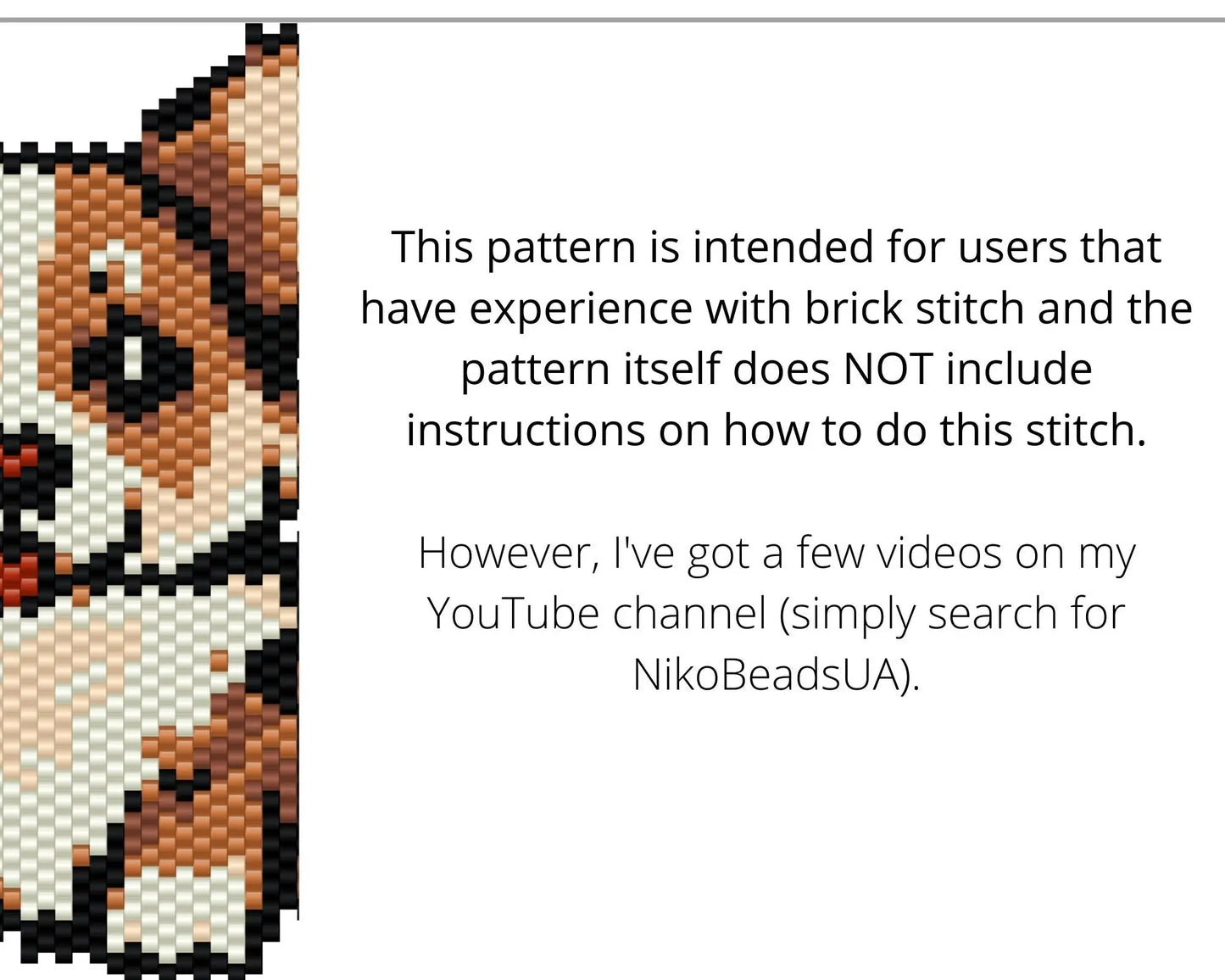 Corgi Brick Stitch pattern for beaded pendant and earrings NikoBeadsUA