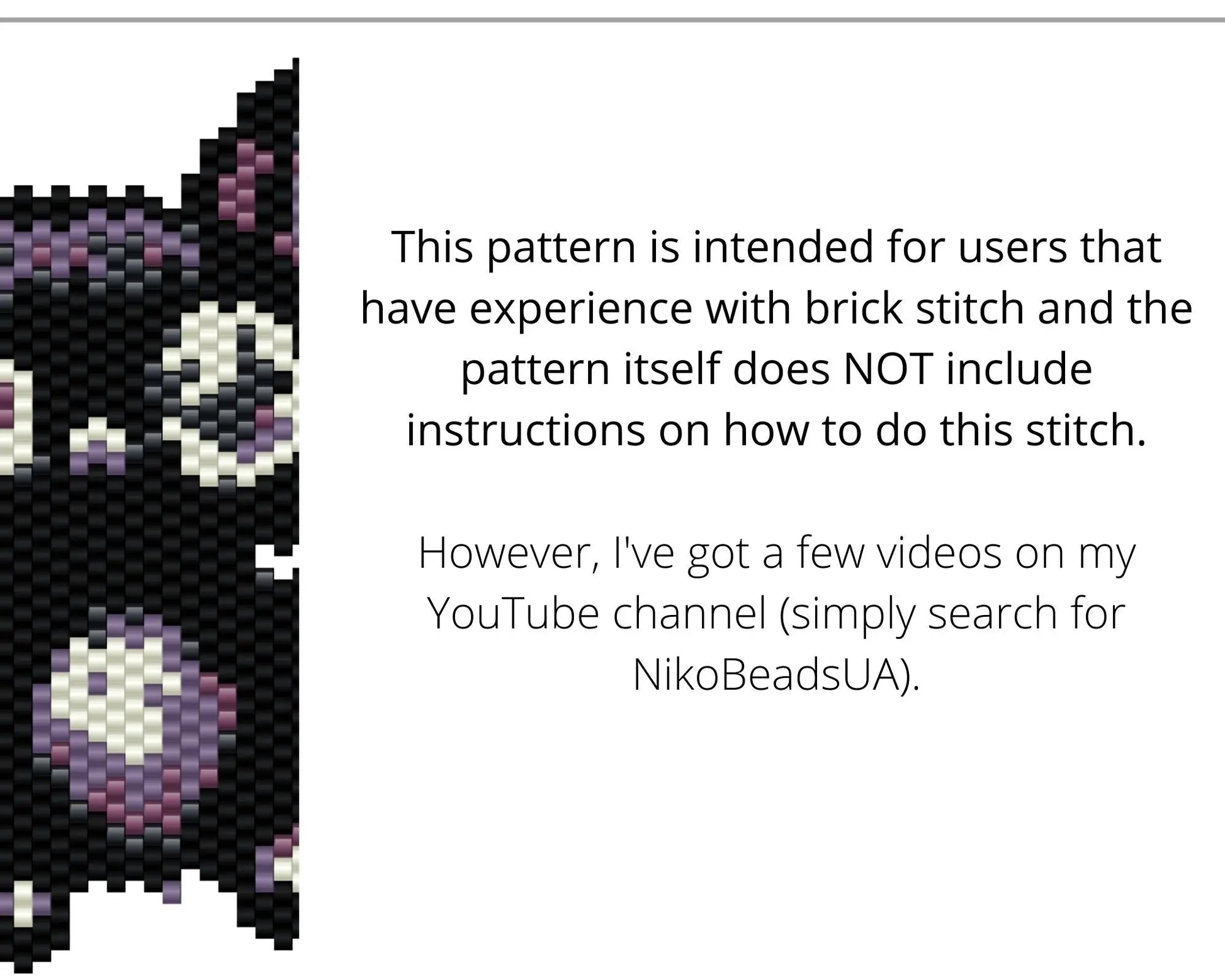 Cute Bat Brick Stitch pattern for beaded pendant and earrings NikoBeadsUA