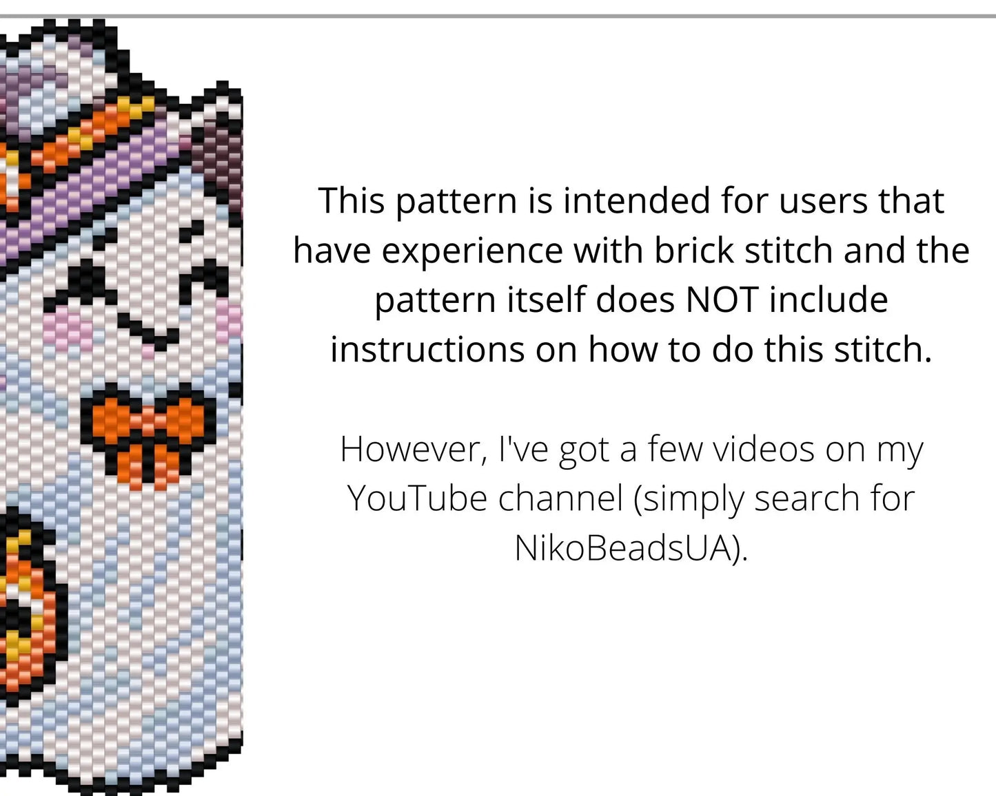 Cute Ghost Brick Stitch pattern for beaded pendant and earrings NikoBeadsUA