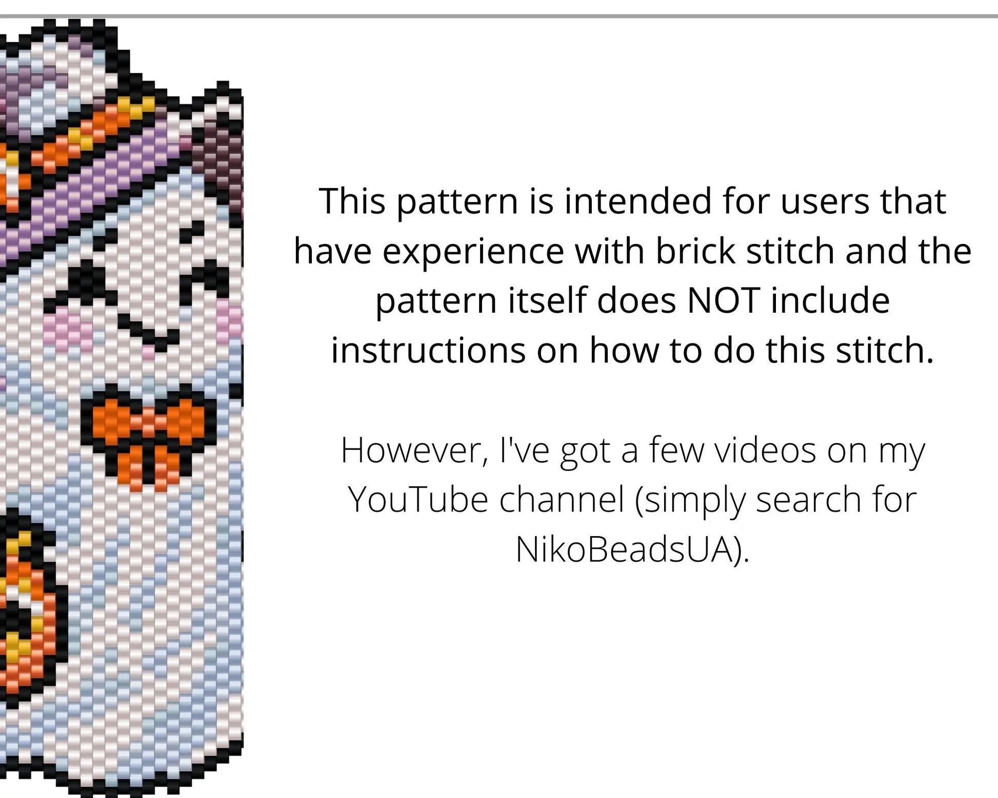 Cute Ghost Brick Stitch pattern for beaded pendant and earrings NikoBeadsUA