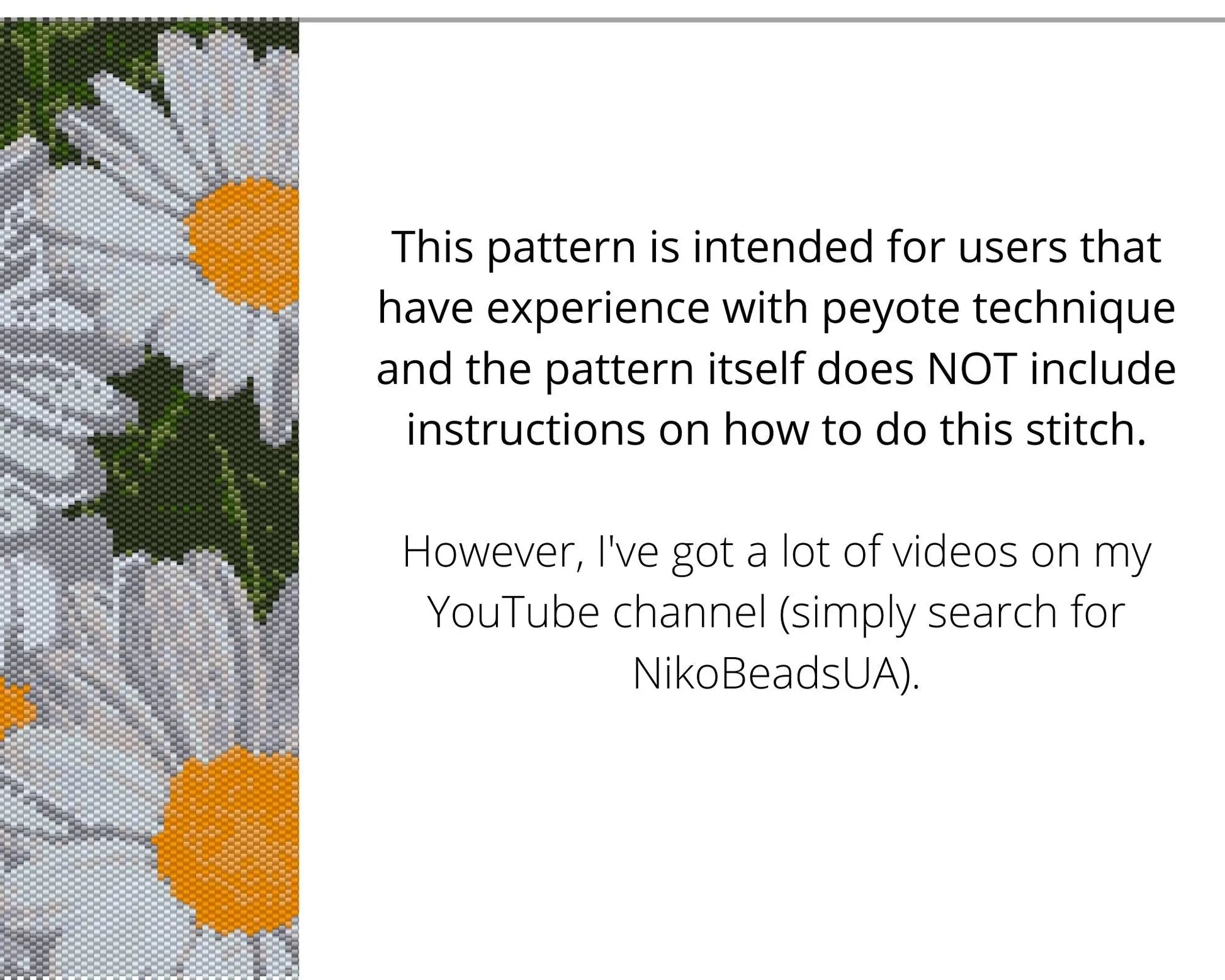 Daisies even peyote pattern for beaded tapestry NikoBeadsUA