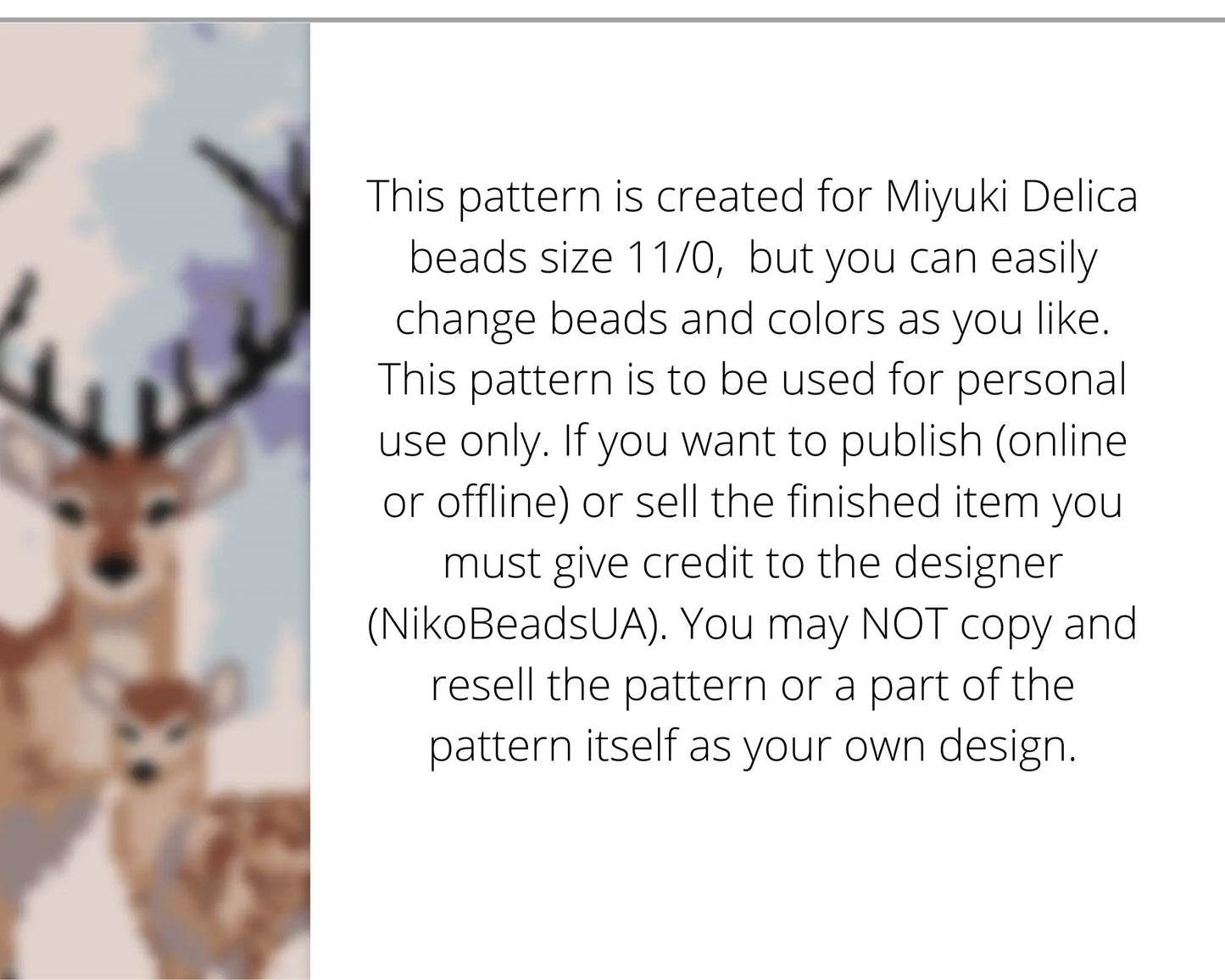 Deer and Baby even peyote and loom patterns for beaded bracelet NikoBeadsUA