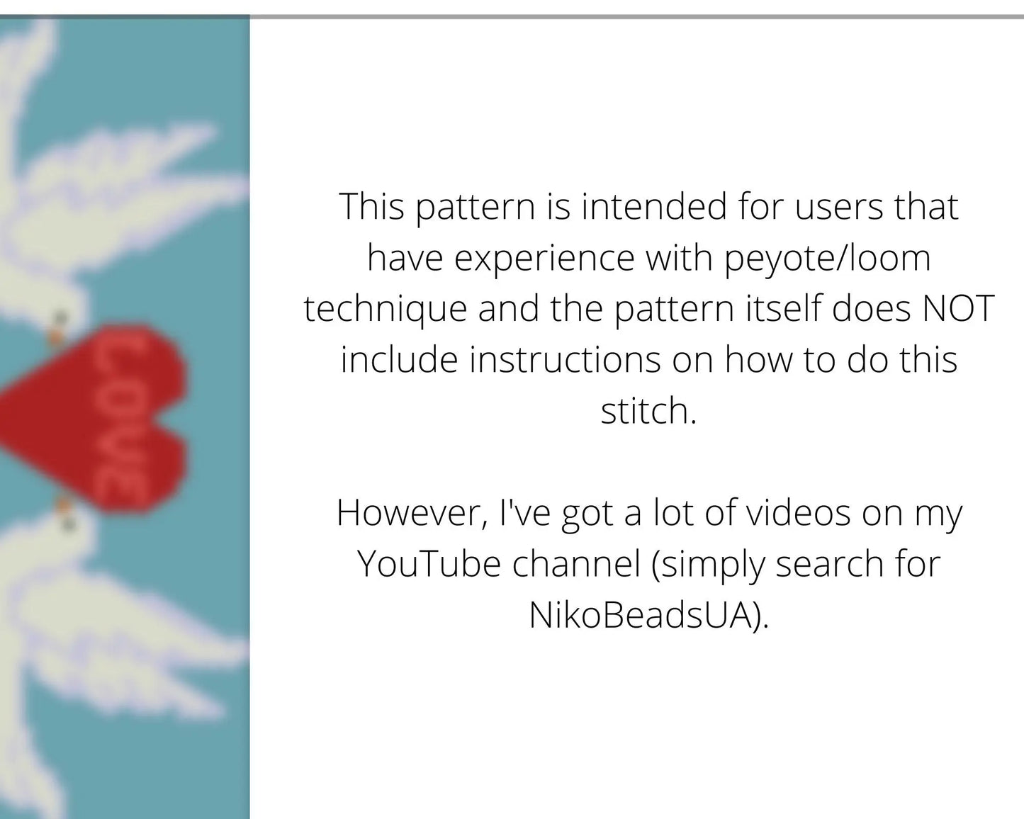 Doves and Heart even peyote and loom patterns for beaded bracelet NikoBeadsUA