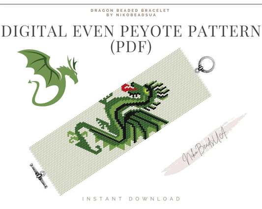 Dragon even peyote pattern for beaded bracelet NikoBeadsUA