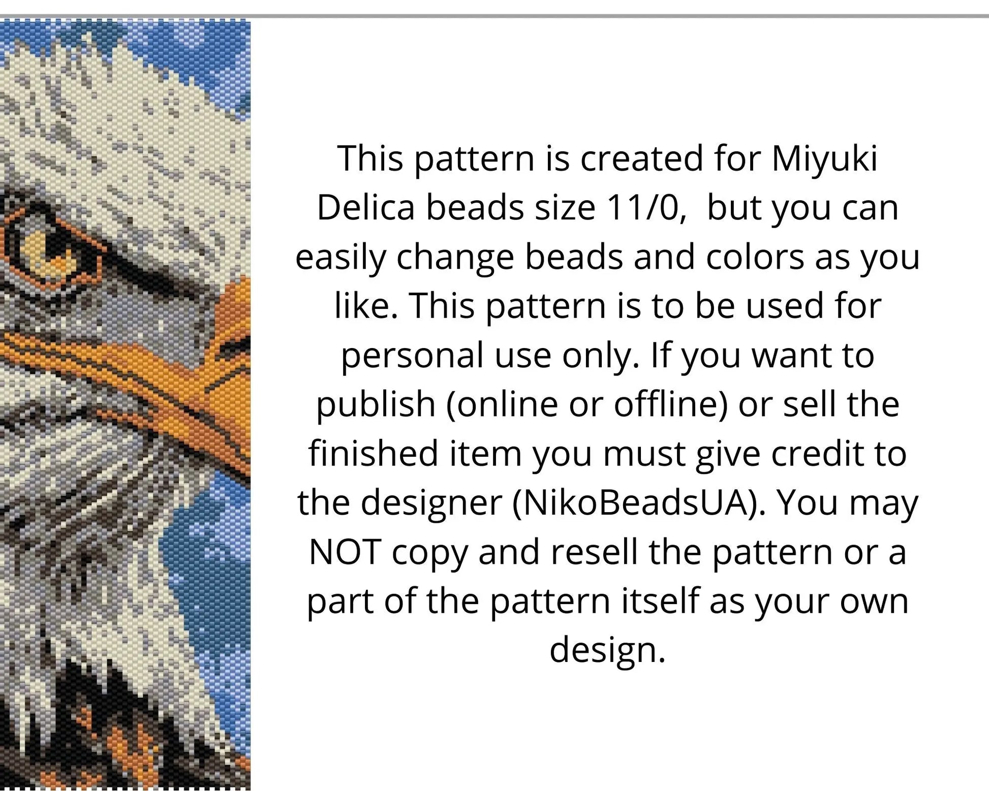 Eagle even peyote pattern for beaded tapestry NikoBeadsUA
