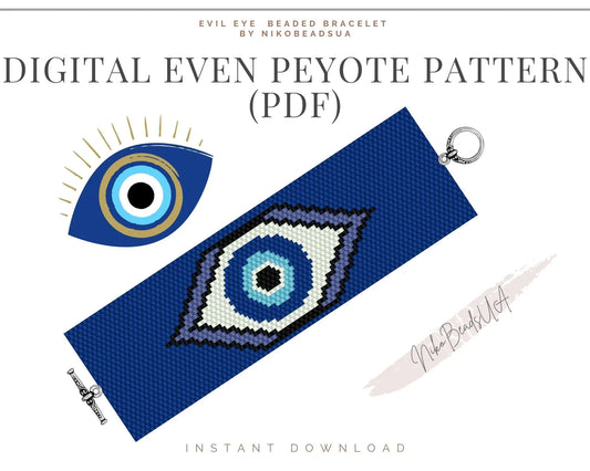 Evil Eye even peyote pattern for beaded bracelet NikoBeadsUA