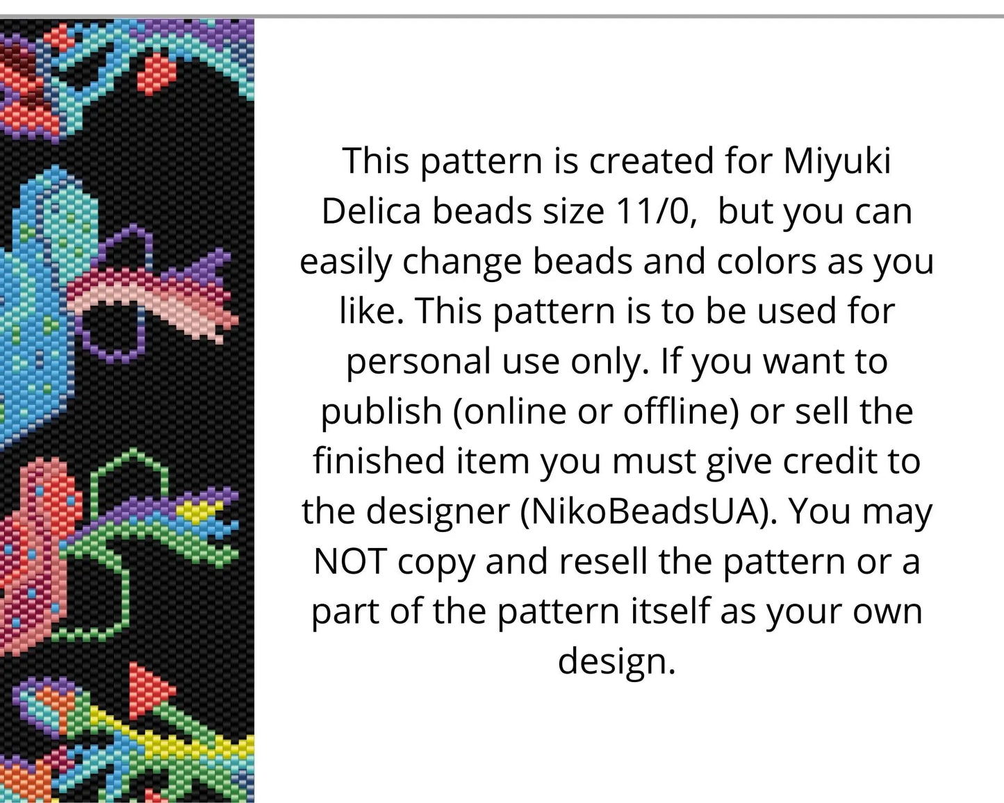 Fantasy Mushrooms even peyote pattern for beaded bracelet NikoBeadsUA