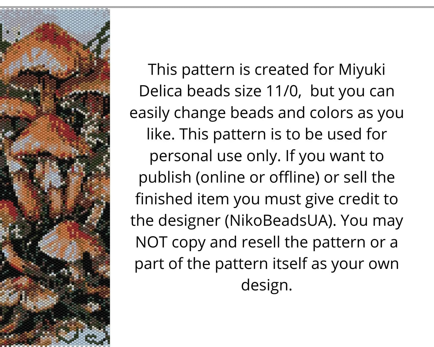 Forest Mushrooms even peyote and loom patterns for beaded tapestry NikoBeadsUA