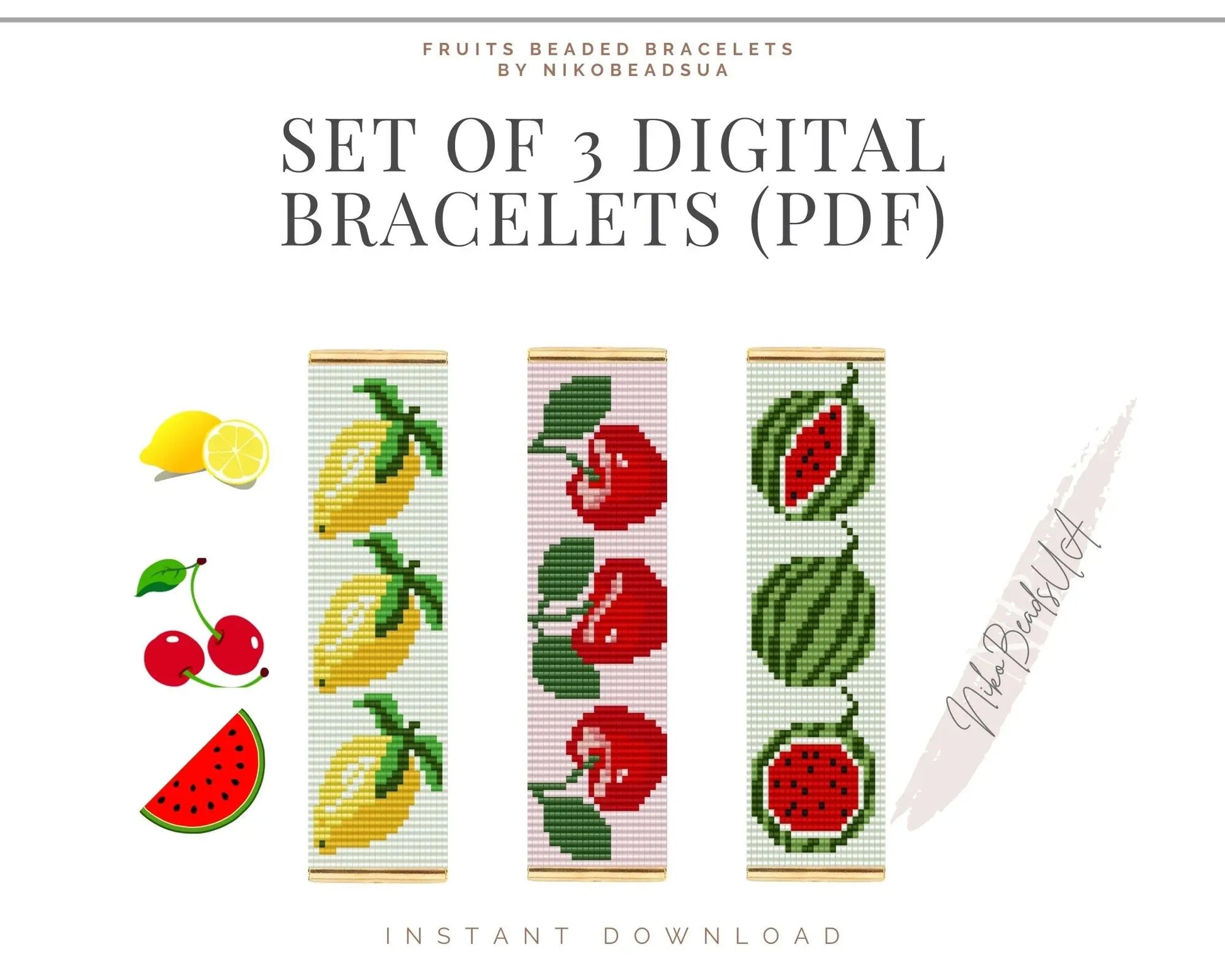 Fruit Loom Beaded Bracelet Patterns Bundle NikoBeadsUA