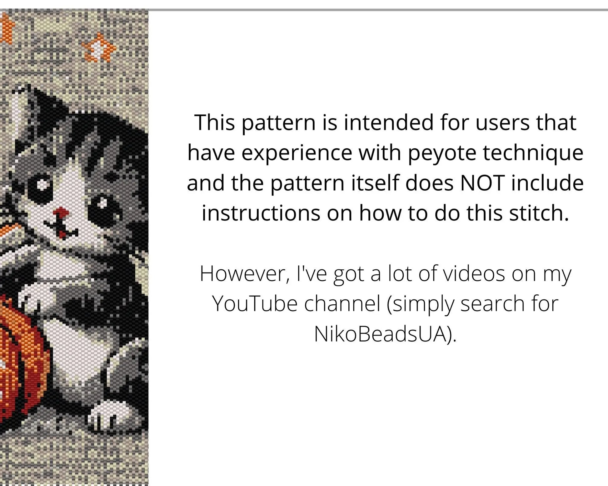 Grey Cat & Pumpkin even peyote pattern for beaded tapestry NikoBeadsUA