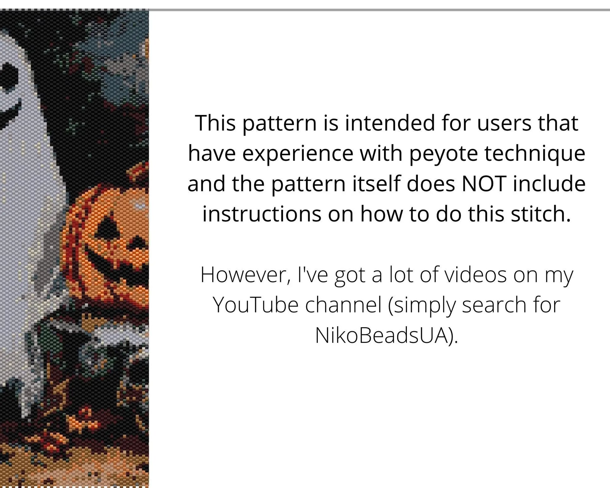 Halloween Ghost even peyote pattern for beaded tapestry NikoBeadsUA