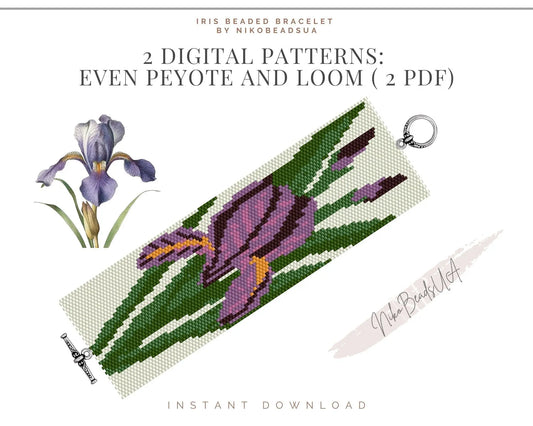 Iris even peyote and loom patterns for beaded bracelet NikoBeadsUA