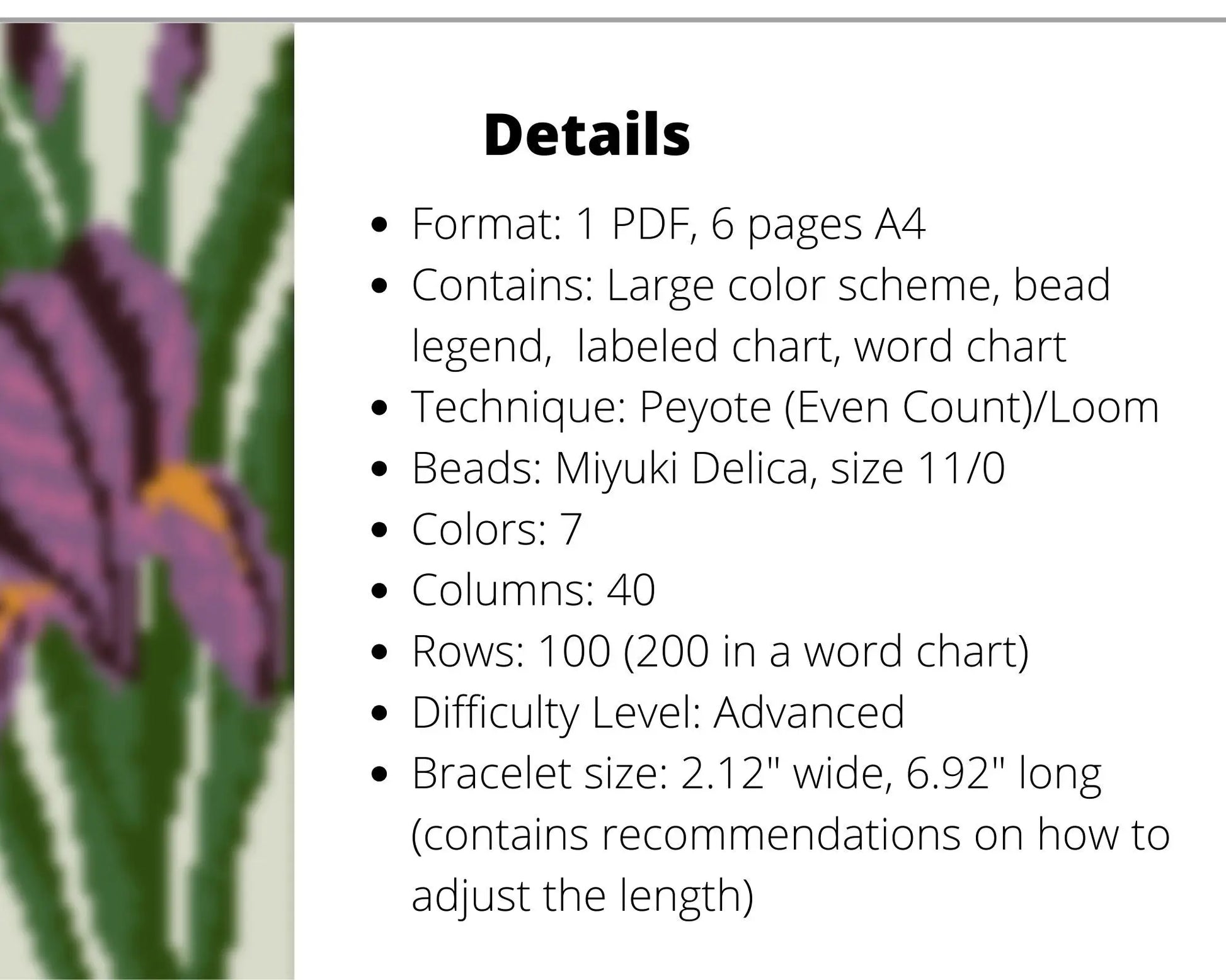 Iris even peyote and loom patterns for beaded bracelet NikoBeadsUA