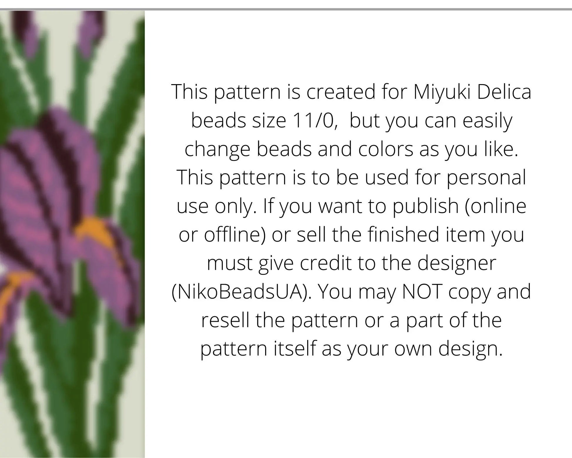 Iris even peyote pattern for beaded bracelet NikoBeadsUA
