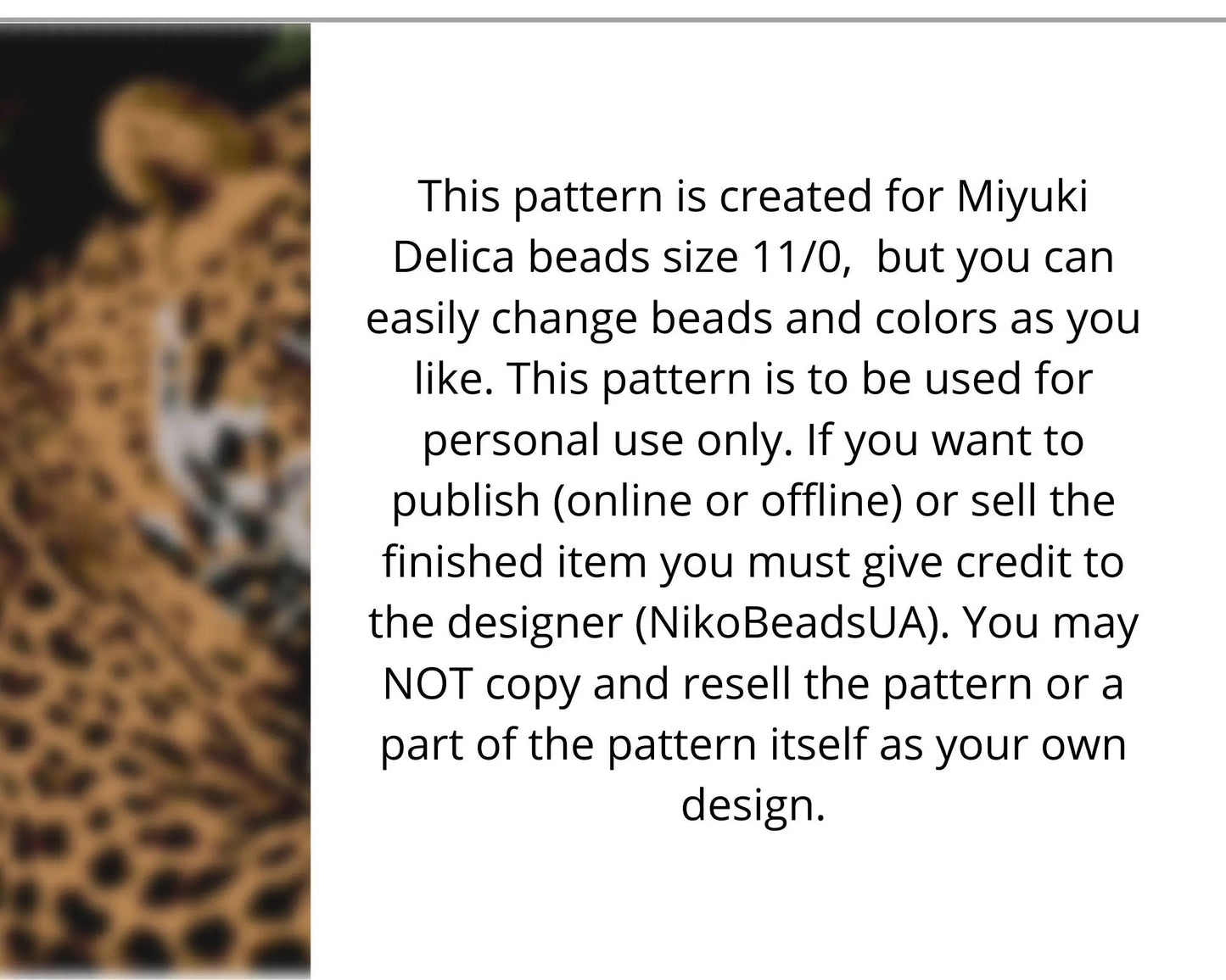 Leopard in Jungle even peyote pattern for beaded tapestry NikoBeadsUA