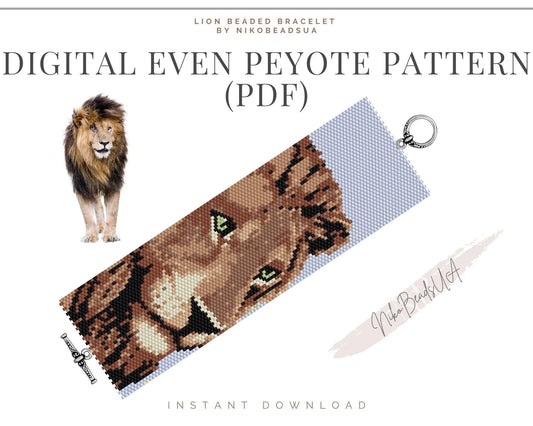 Lion even peyote pattern for beaded bracelet - NikoBeadsUA