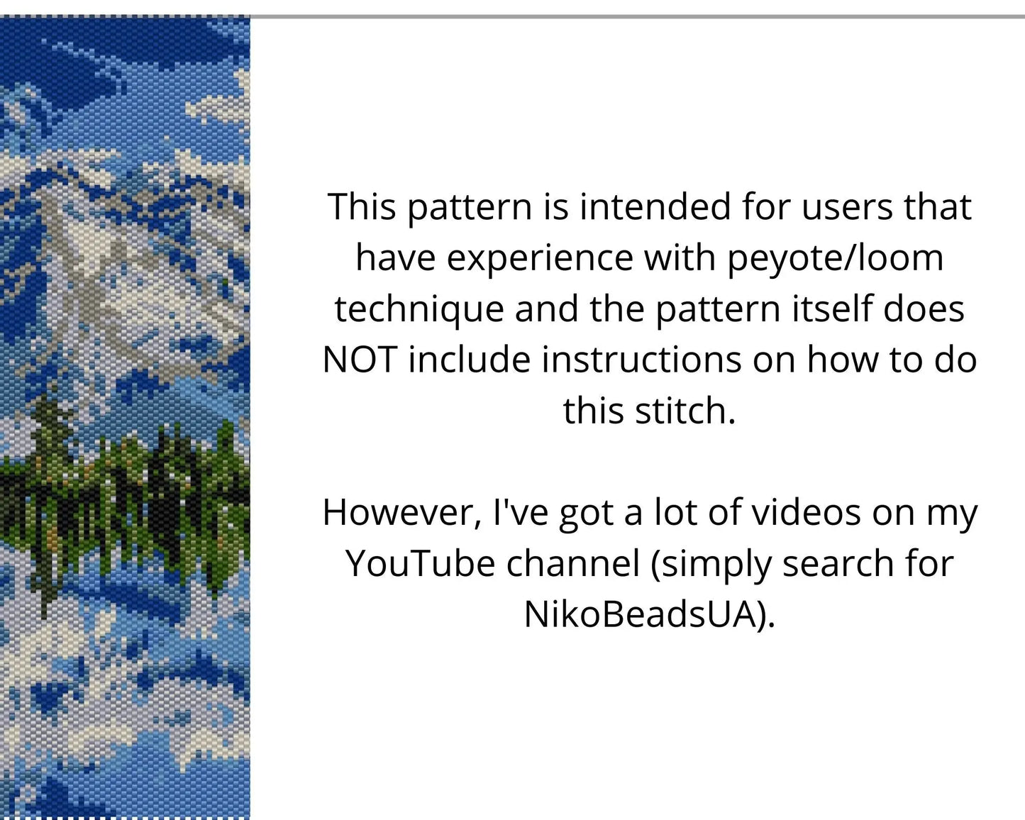 Mountain Lake even peyote and loom pattern for beaded tapestry NikoBeadsUA