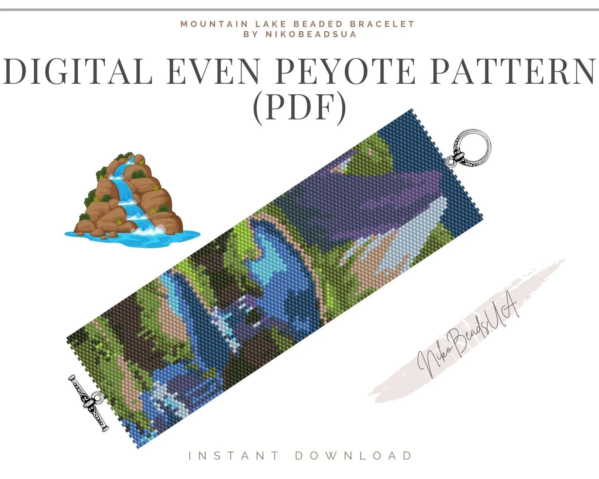 Mountain Lake even peyote pattern for beaded bracelet - NikoBeadsUA