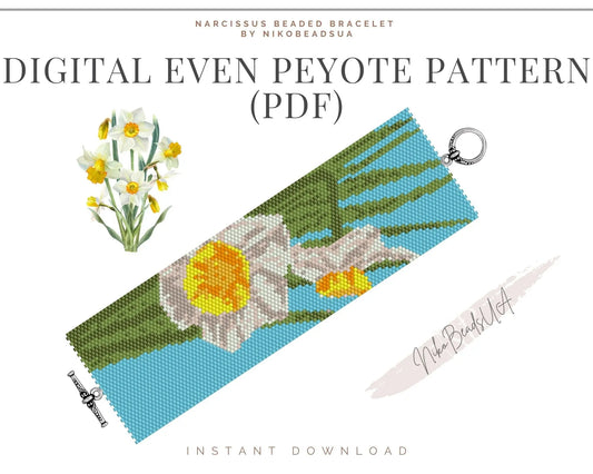 Daffodil even peyote pattern for beaded bracelet NikoBeadsUA