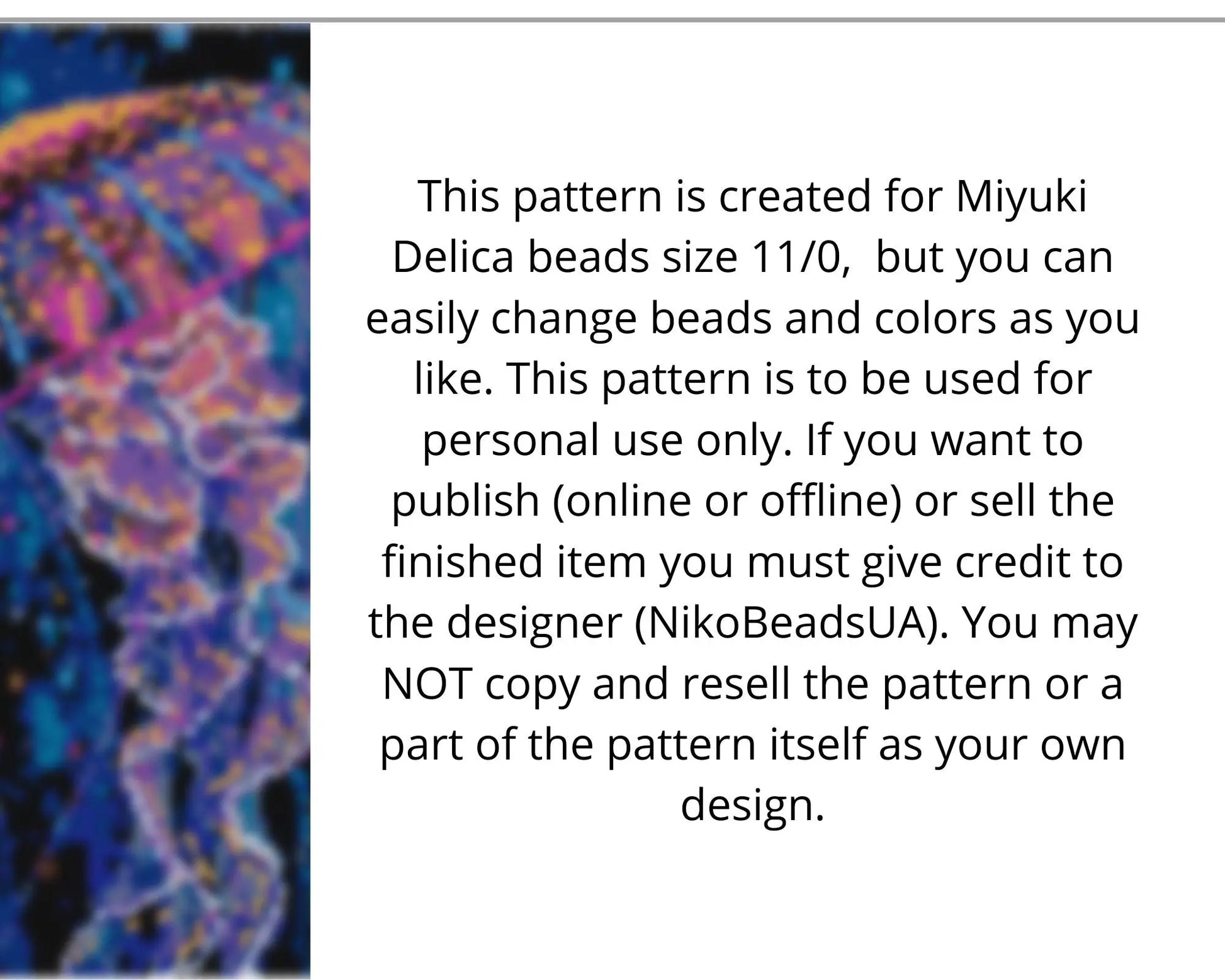 Neon Jellyfish even peyote and loom patterns for beaded tapestry NikoBeadsUA