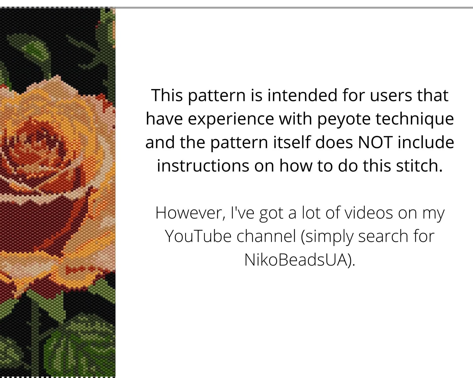 Orange Rose even peyote pattern for beaded tapestry NikoBeadsUA