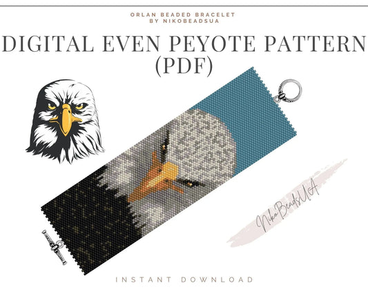 Bald Eagle even peyote pattern for beaded bracelet NikoBeadsUA