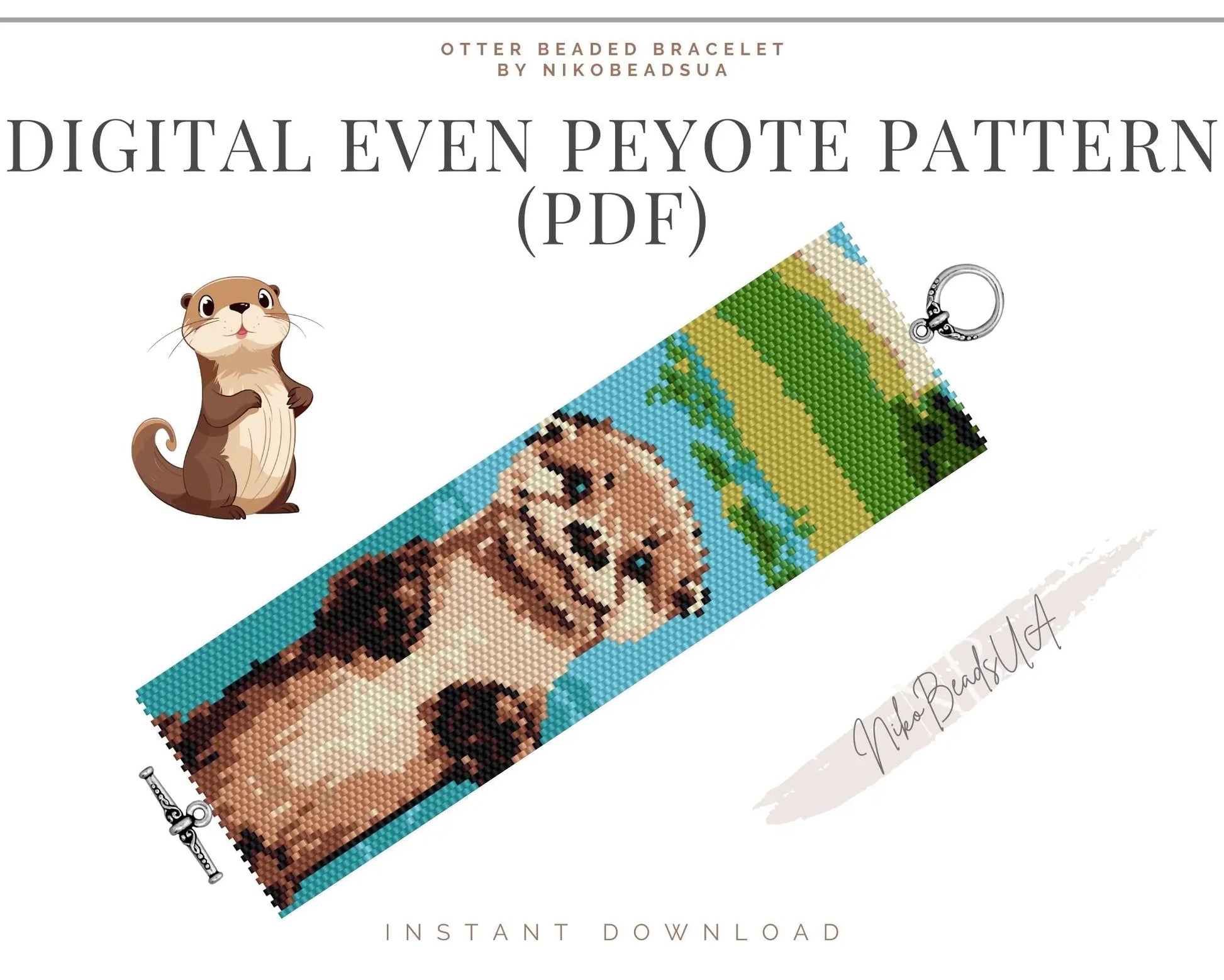 Otter even peyote pattern for beaded bracelet NikoBeadsUA