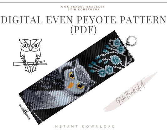 Owl even peyote pattern for beaded bracelet NikoBeadsUA