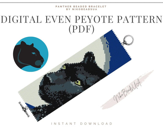 Panther even peyote pattern for beaded bracelet - NikoBeadsUA