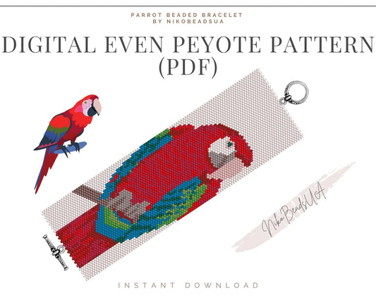 Parrot even peyote pattern for beaded bracelet NikoBeadsUA