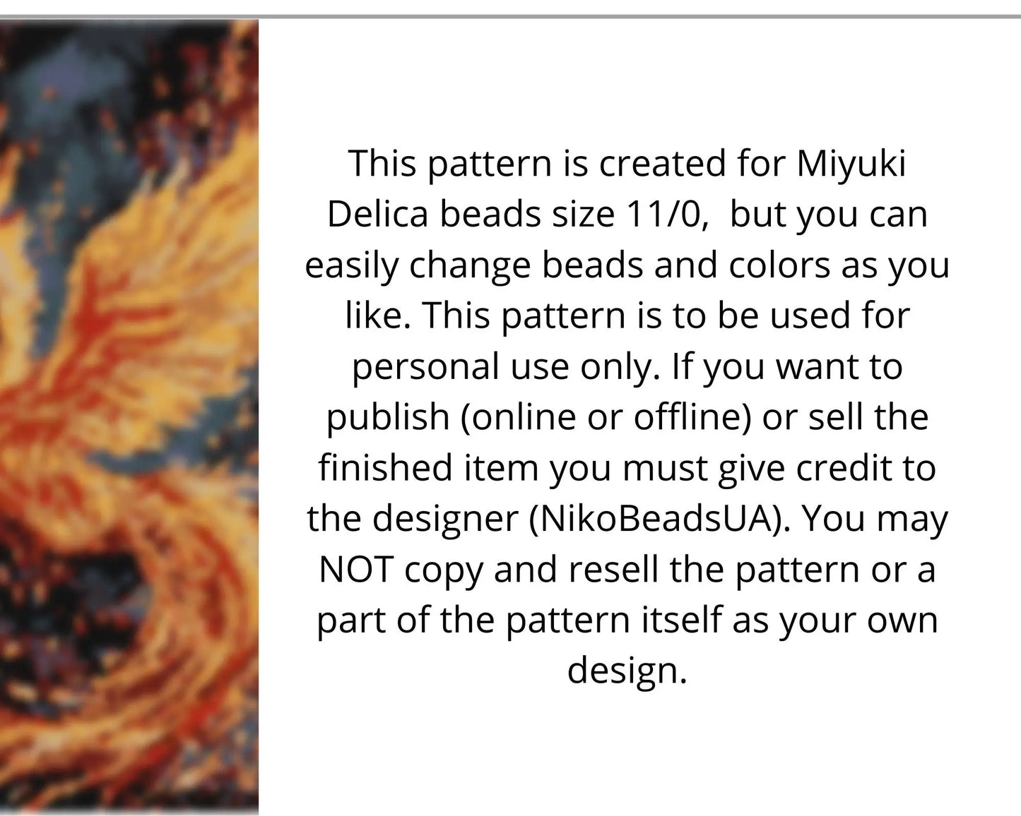 Phoenix even peyote and loom patterns for beaded tapestry NikoBeadsUA