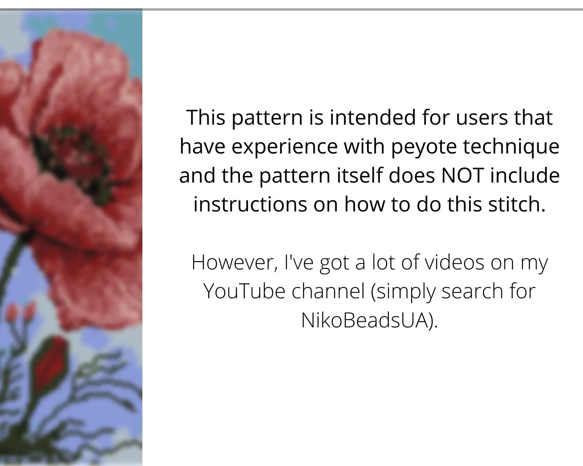 Pink Poppy even peyote pattern for beaded tapestry NikoBeadsUA