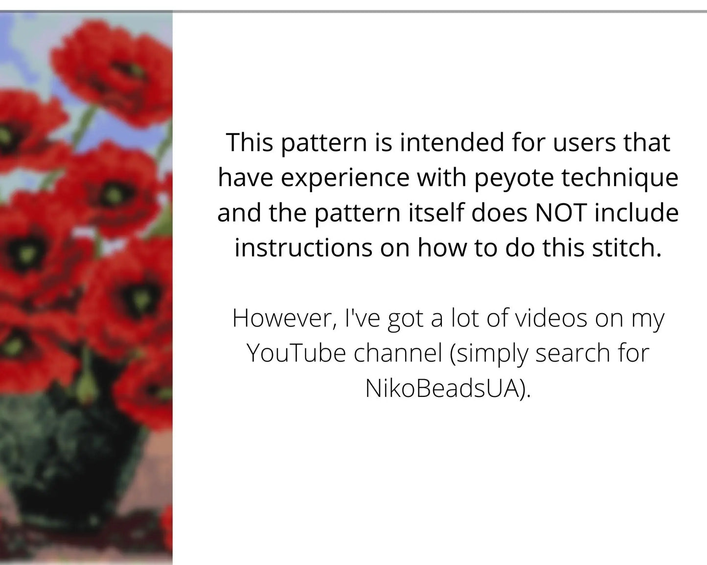 Poppy bouquet even peyote pattern for beaded tapestry NikoBeadsUA