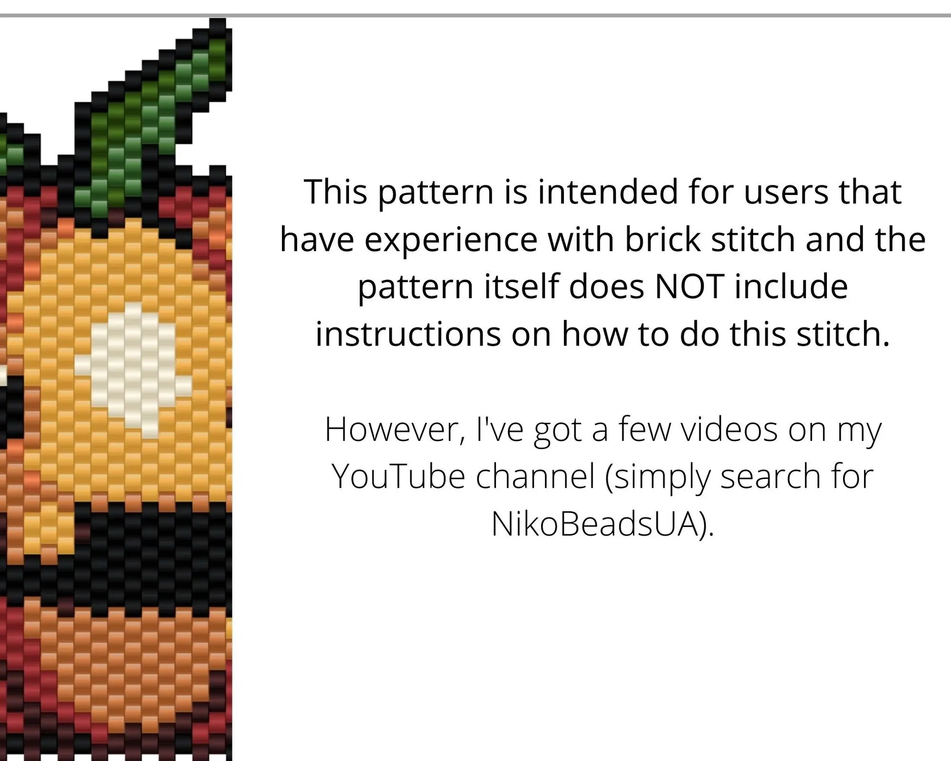 Pumpkin Brick Stitch pattern for beaded pendant and earrings NikoBeadsUA