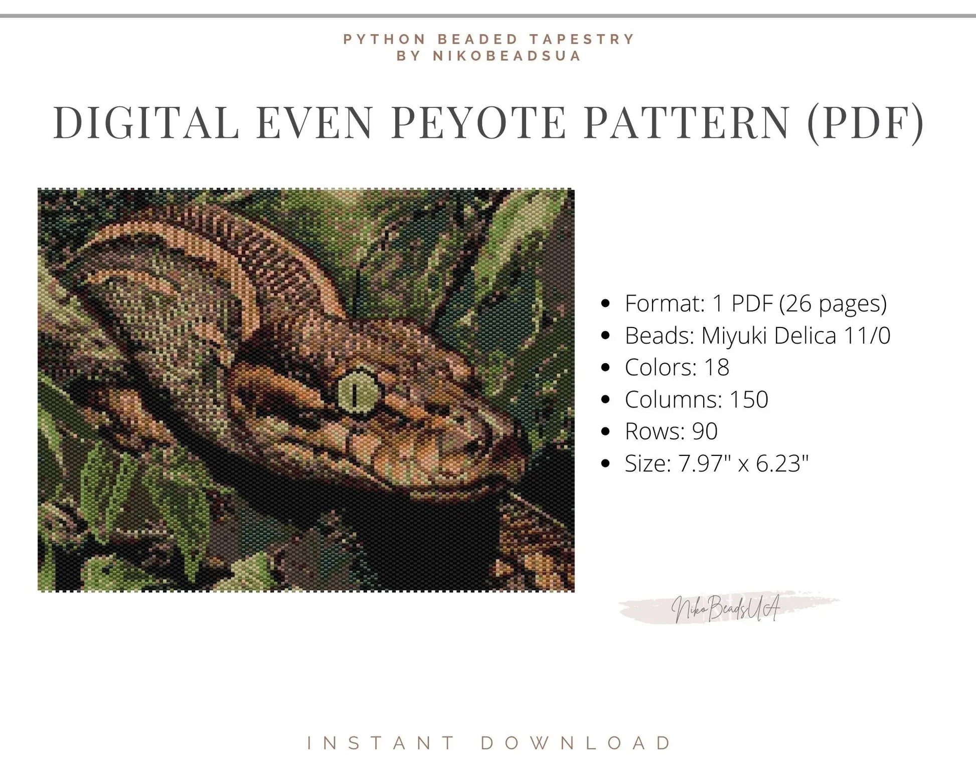 Python even peyote pattern for beaded tapestry NikoBeadsUA