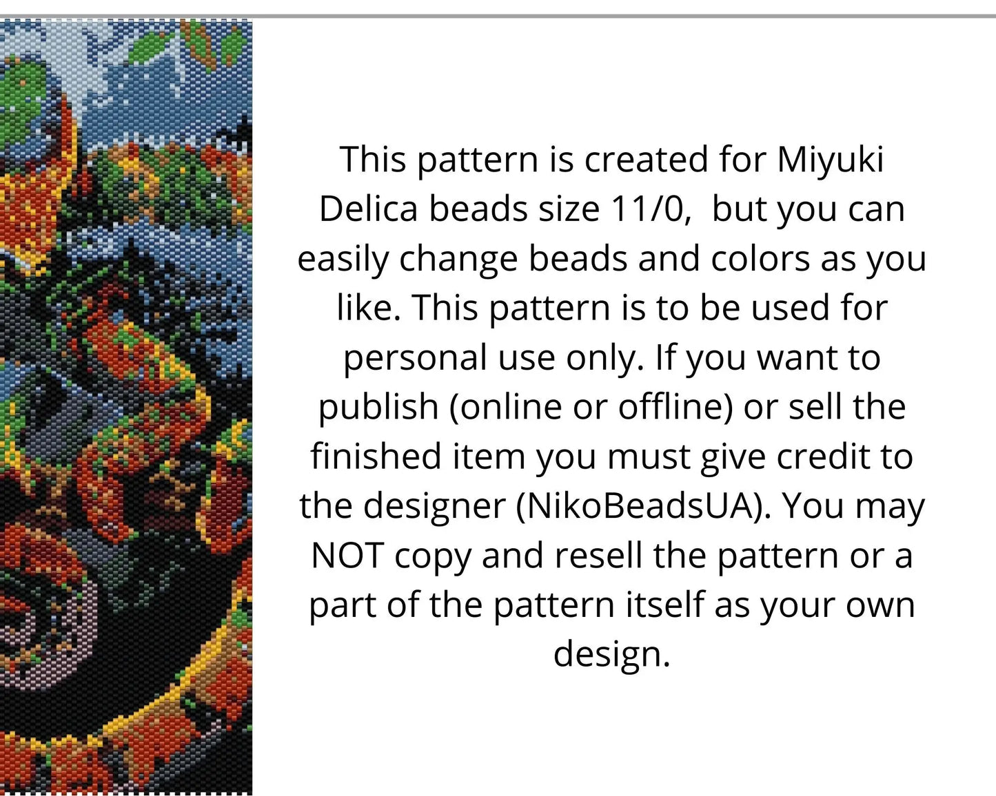 Rainbow Chameleon even peyote and loom patterns for beaded tapestry NikoBeadsUA