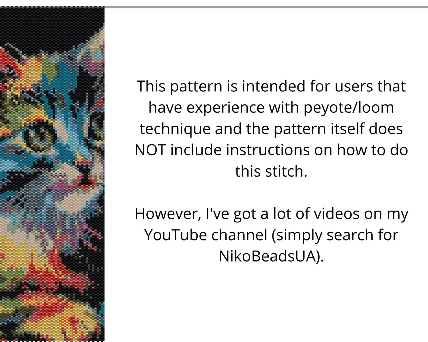 Rainbow Kitten even peyote and loom patterns for beaded tapestry NikoBeadsUA