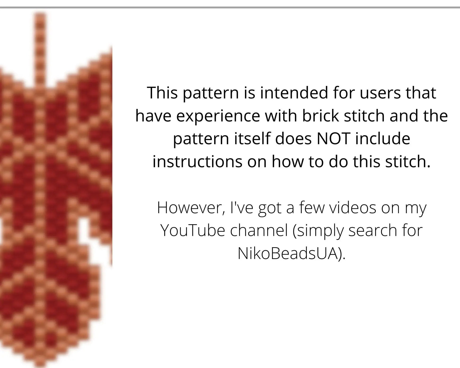 Red Leaf Brick Stitch pattern for beaded pendant and earrings NikoBeadsUA