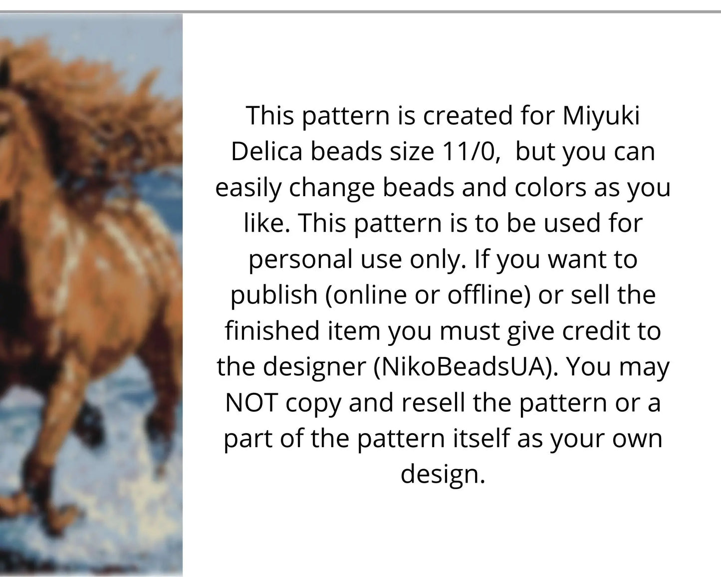 Running Horse even peyote and loom patterns for beaded tapestry NikoBeadsUA